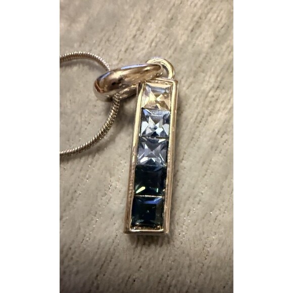 Lia Sophia Pendant Necklace Sparkling Shades Of Blue Silver Tone Snake Chain - Picture 8 of 10